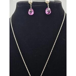 Vintage 10K White Gold Sapphire, Diamond & Pearl Set